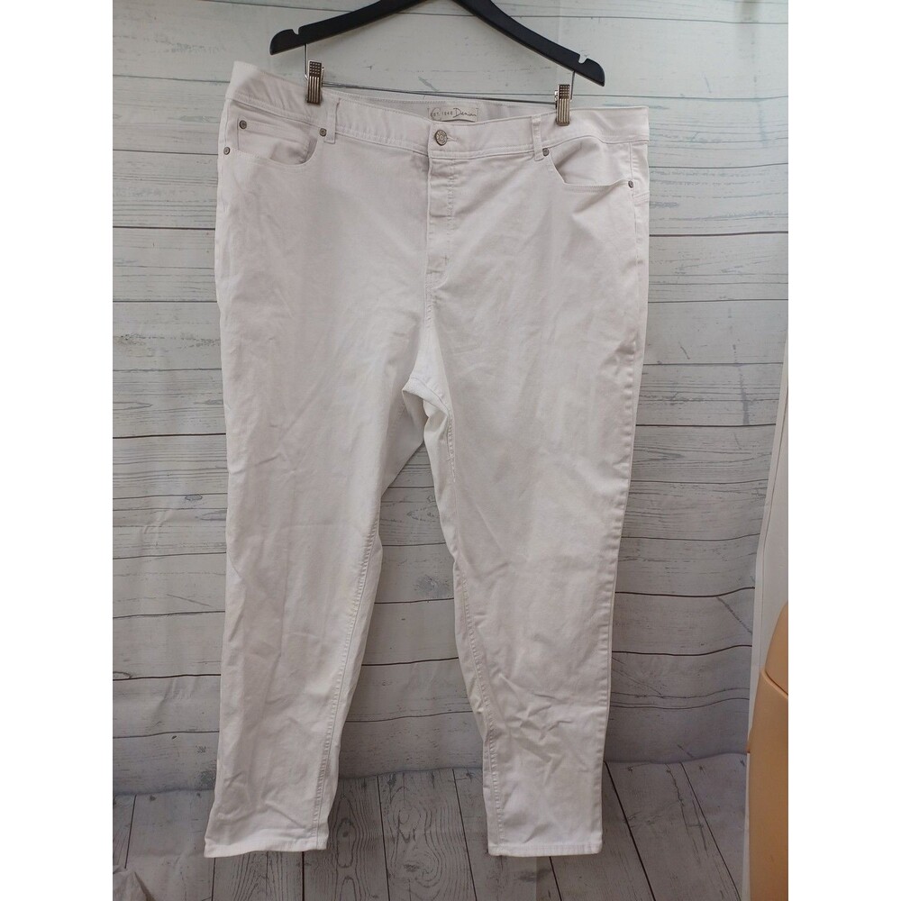 Cato Est. 1946 Womens White High Rise Y2K Jeans Plus Sz 26W Stretch